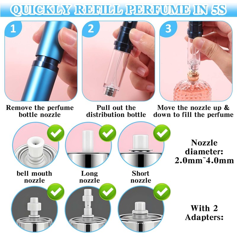 IANFAN 2 Pcs Mini Refillable Perfume Atomizer, Portable Travel Perfume