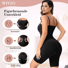 Wivzo Shapewear Women's Body Strapless Top Bodysuit Tummy Control Butt Lifter Shaping Body Shaper with Removable Shoulder Strap, black, L