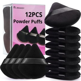 BEAKEY 12pcs Powder Puffs for Face Powder Triangle Powder Puff for Loose and Cosmetic