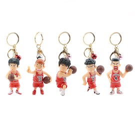 Mprocen Slam Dunk Keychain, Set of 5, Slam Dunk, Kaede Rukawa, Hisashi Mitsui, Ryota Miyagi, Takenori Akagi, Sakuragi Hanamichi Keychain, Pendant, Cute, Bag Strap, Cell Phone, Keys, Automobile,