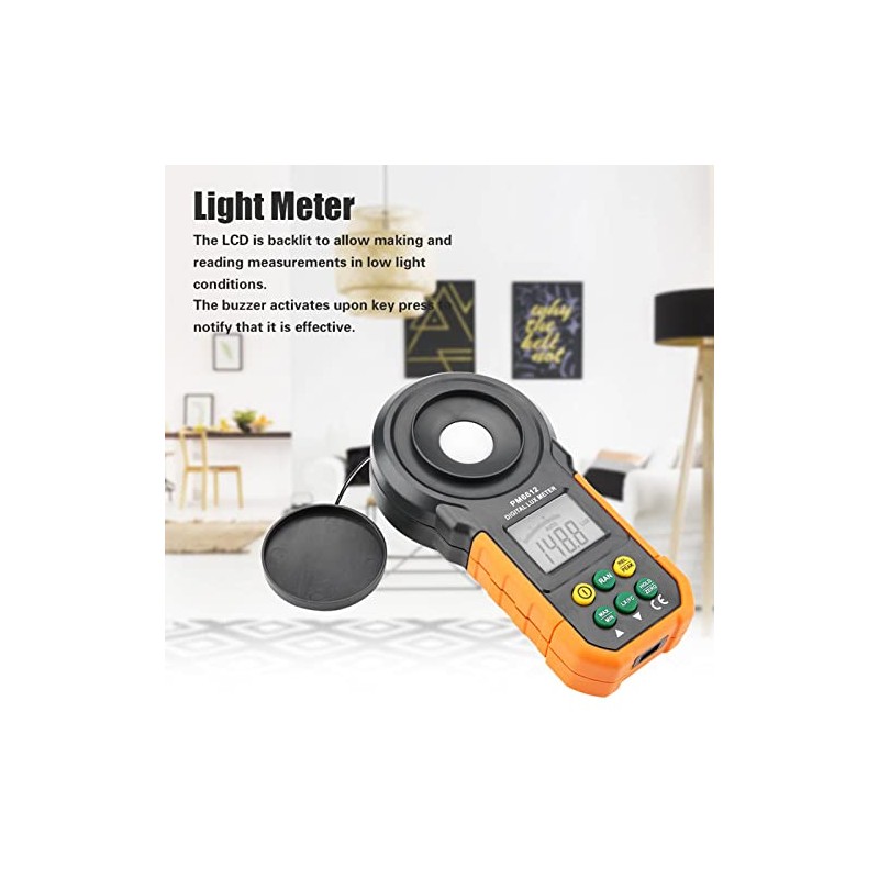 Akozon Luxómetro Digital PM6612, Medidor de Lux Pruebas Ambientales Iluminómetro