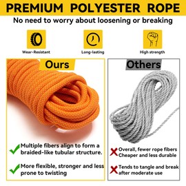 Rope Harness Safety Lanyard 100ft Vertical Roofing Rope Fall Protection Safety Rope with Two Rope Grab Snap Hooks Shock Absorber Tree Climbing Line Kit Heavy Duty Roof Safety Equipment ANSI CE