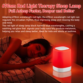 Red Light Therapy for Sleep Device, Red Night Lights with 670nm Wavelength, Touch Reds Light Sleep Lamp Aid to Support Deep Relaxation and Improve Sleeping for Adults & Kids Bedrooms