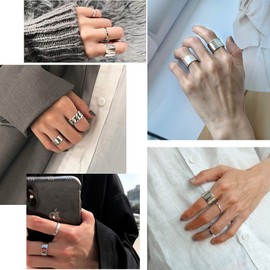 Prosilver Open Ring 925 Sterling Silver for Ladies Men 5mm/10mm/15mm wide high gloss polished/brushed Adjustable Ring perfect gift