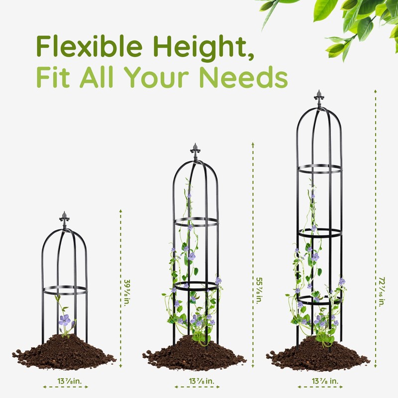 Idzo 100% Metal Obelisk Trellis for Climbing Plants Outdoor 6ft