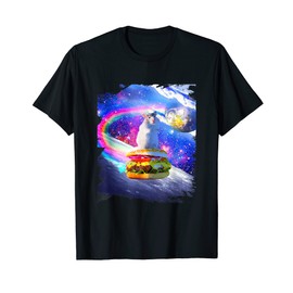 Rainbow Space Hamster Riding Burger T-Shirt