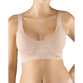 ecoBAMBOO Bustier Women's Top Made of Bamboo, Padded Sports Bra Women Without Underwire, with Light Hold, for Yoga and Everyday Use, Beige 3