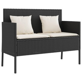 LOPOO Organizes Outdoor Essentials with Patio Bench and Cushions, Storage Function with Water-Resistant Bag, Black Rattan