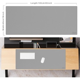Cacoy 100x40 cm Gaming Alfombrilla de ratón de cuero PU, Gran Tamaño Oficina Alfombrilla de escritorio Impermeable de Práctico Duradero Para oficina y Hogar - Gris