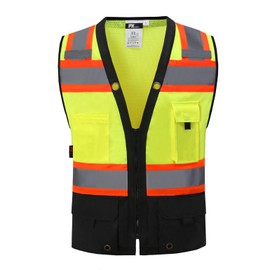 FX Safety Black Series Class 2 High Visibility Safety Vest | Meets ANSI/ISEA Standards (Yellow/Black, LARGE)