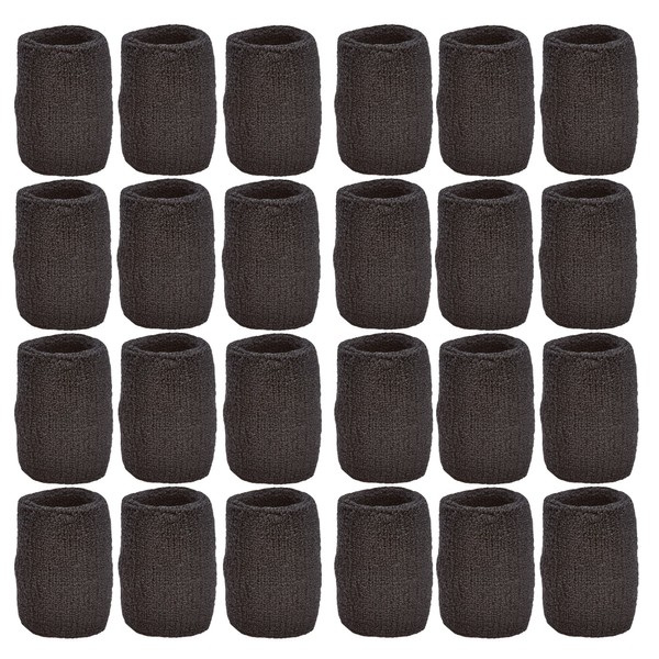 Unique Sports Athletic Performance Team Pack of 24 Wristbands (12 pair), Black