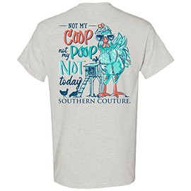 Southern Couture Not My Coop Not My Poop Ash Grey Cotton Fashion T-Shirt, Small