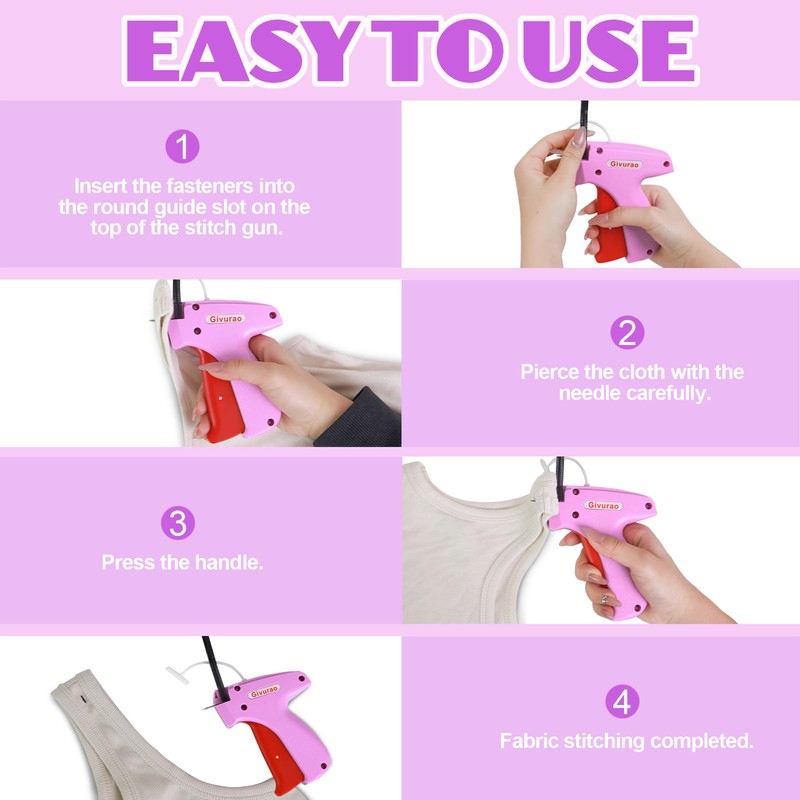 Givurao Stitchy Gun for Clothes, Handheld Stitch Gun Quick Clothing