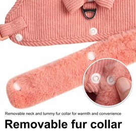 Beirui Cute Warm Small Dog Harness and Leash Set with Bow Tie, Soft Padded Puppy Harness with Removable Fur Collar, Adjustable Girl Dog Harness with Quick Release Buckles for Walking(Pink,XS)