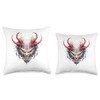 Scary Yokai Oni Mask Japanese Anime Warrior Throw Pillow