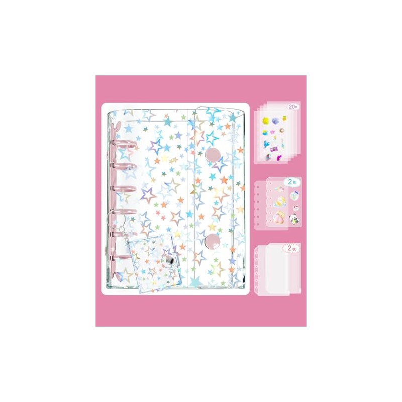 Sticker Notebook, A7 Sealing Notebook, Includes Key Holder, 20 Refills,