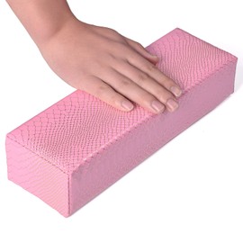 Merterfly Arm Rest for Nails, Easy to Clean Nail Armrest Pillow for Acrylic Nails Sturdy PU Leather Hand Rest Cusion Holder Cute Soft Waterproof for Nail Tech (Pink)