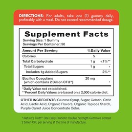 Nature's Truth Daily Probiotic Gummies | 2 Billion CFU | 90 Count | Raspberry Lemon Flavor | Non-GMO & Gluten Free Supplement