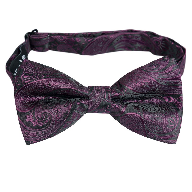 Alizeal Mens Classic Paisley Bow Tie, Hanky and Cufflinks Set,