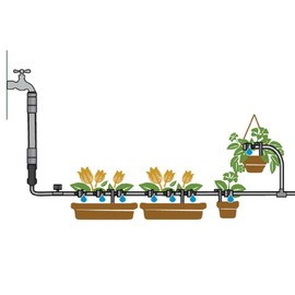 Lily's Home Garden Irrigation System. Water Irrigation Drip Kit for Your Garden Plants, Flower Raised Bed and Greenhouse. Include a 33 Foot Tubing Drip Line and 25 Drippers. Indoor or Outdoor