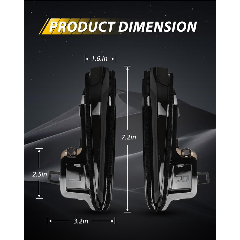 LESAUCE LED Side Mirrors LED Sequential Dynamic Smoked Lens Turn