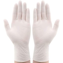 Pack of 100 White Latex Disposable Gloves, Food Grade Kitchen Gloves, Cleaning Gloves (Small)
