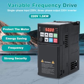 DEWIN Frequency Inverter 230 V, 1 Phase Input 3 Phase Output VFD Frequency Converter Motor Speed Controller 1.5 kW 230 V
