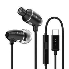 AZLA AIM C Black 3D Surround Sound / 0.3 inch (8 mm) Dynamic Driver Earbuds with Type-C Direct Connection, 96kHz/24 Bit, High Resolution Compatible DAC UAC1.0, 59.1 inches (150 cm), Microphone