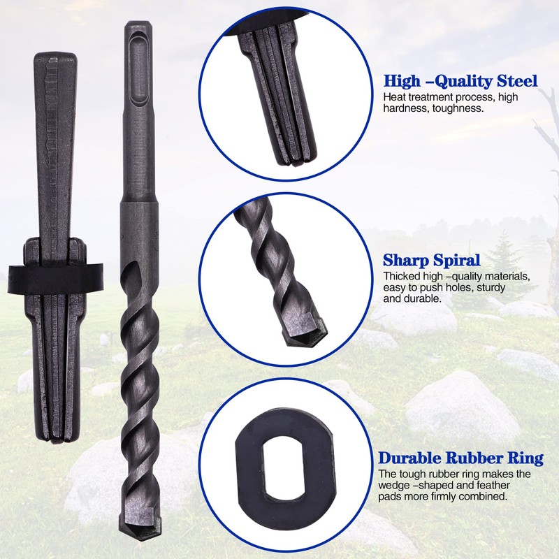Csdtylh 6PCS Rock Splitting Wedges and 1PCS Rotary Hammer Drill