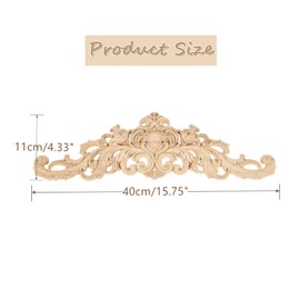 MUXSAM Long Wood Carved Appliques Onlays, 2-Pack Unpainted Decorative Corner Carving Decals Set for Wall Door Cabinet Mirror Closet Wardrobe Dresser Mantel Staircase DIY Project, 40x11cm/15.75"x4.33"