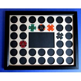 Chip Display Frame and Natural Birch Insert for Poker and Harley chips Frame and custom laser-cut insert holds 36 chips Christmas Gift