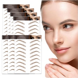 AWAVM 7Sheets/77Pairs 4D Hair-Like Tattoo Stickers Waterproof Natural Fake Eyebrow Stickers,Long Lasting Eyebrow Grooming Shaping Perfect for Women and Girls (Brown-11)