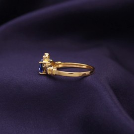 Jewel Zone US Heart Cut Simulated Blue Sapphire & Cubic Zirconia Claddagh Ring In 14k Yellow Gold Over Sterling Silver Jewelry Gift For Her Ring Size-7