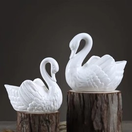 Xesagsnv White Swan Succulent Planter, Porcelain, Candle Holder (2 Pack)