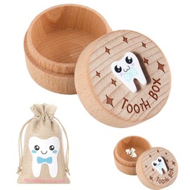 Qianeffort Tooth Fairy Bag,2Pcs Tooth Fairy,Tooth Fairy Box,Wooden Tooth Box to Keep The Childhood Memory for Tooth Loss Baby Birthday Gifts,Tooth Box Keepsake,Tooth Fairy Bags(Blue Bow)