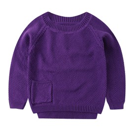 Peecabe Toddler Baby Girl Boy Cable Knit Sweater Cotton Infant Pullover Crewneck Long Sleeve Sweatshirt Fall Winter (Purple, 6M)