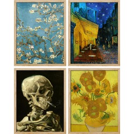 SIGNWIN Framed Poster Vincent Van Gogh Skeleton Almond Blossoms Wilderness Nature Illustrations Fine Art Decorative Country/Farmhouse Vintage for Living Room, Bedroom, Office - 11"x14"x4 Natural