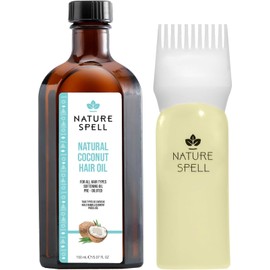 Nature Spell Coconut Oil for Hair with Comb Applicator, Pre-Diluted Oil to Deeply Moisturise & Repair Damaged Strands, For All Hair Types, Vegan, 150ml