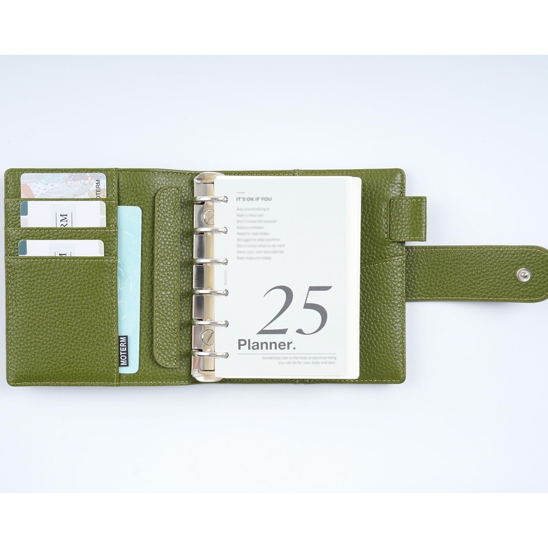 Moterm Pocket Elite Rings Planner - Genuine Leather Binder Organizer