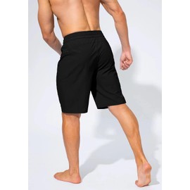 Tansozer Men's Quick-Drying Swimming Shorts Board Shorts Swimming Trunks with Zip Pocket, S1 black., XXL