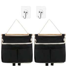 Tazive Wall Pocket, Wall Storage, Door Hanger Pockets, Set of 2, 6 Pockets, Wall Hanging, Entryway, Small Items, Newspapers, Letters, Keys, Mail, Stationery and More Storage Pockets (Black)