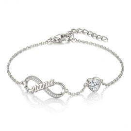 Infinity - Pulseras de amor de corazón bañadas en oro de 14 quilates para mujer, madre, abuela, hija, aniversario, cumpleaños, joyería para mamá, espo