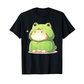 Cute Cat In Frog Costume Kawaii Anime Kitty Kitten Frog Cat T-Shirt