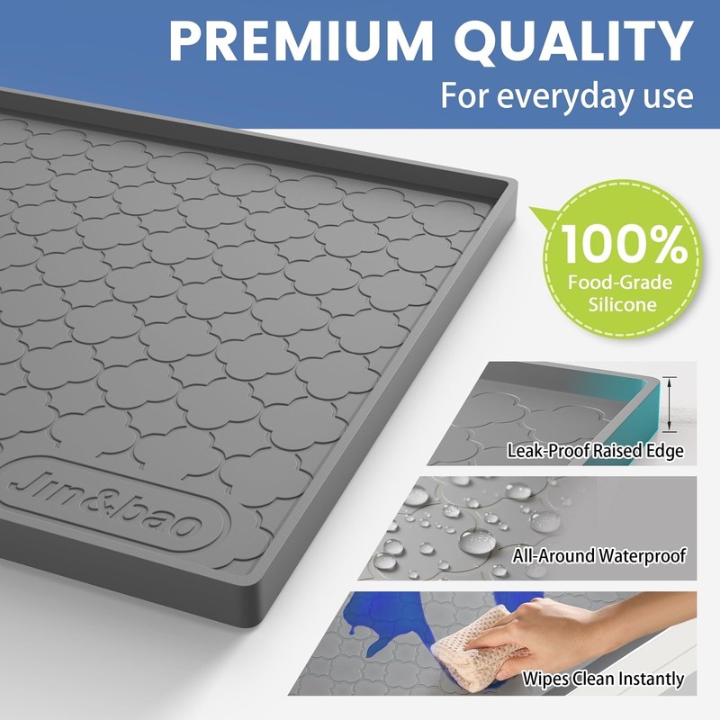 Jin&Bao Waterproof Under Sink Mat 34" x 22", Thick Silicone
