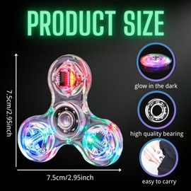 Adviejjoy 2PCS Crystal Led Light Fidget Toy Fidget Toy Stress Relief Anti-Anxiety Toy Brain Development Toy Gift for Children and Adults (Crystal-White & Blue)