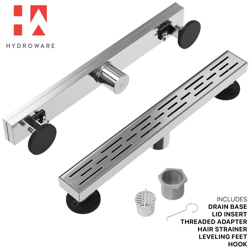 Hydroware 24 Inch Linear Shower Drain - Stainless Steel Rectangular