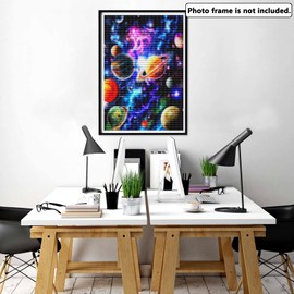 Yomiie 5D Diamond Art Kits for Adults, Planet Diamond Painting Art Space Universe Star DIY Full Round Drill Kits, Embroidery Rhinestone Diamond Crystal Craft Canvas Home Wall Decor 2 Pack(12x16 inch)