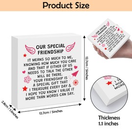 Best Friend Birthday Gifts for Women Men Wooden Plaque Box Sign Friendship Gifts for Her Him Wood Box Sign Decor Birthday Christmas Going Away Gift for Sister Friends Coworker Long Distance Gift