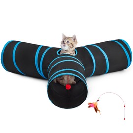 Tempcore 3-Way Collapsible Cat Tube Toys, Indoor Cat Tunnels with Peek Hole Toy Ball, Large Size
