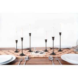 NLBTW Matte Black Candlestick Holders Set of 6, Candle Stick Taper Candle Holder, Vintage Decorative Metal Candle Holders Centerpieces for Table Mantel Festive Decorations Gifts